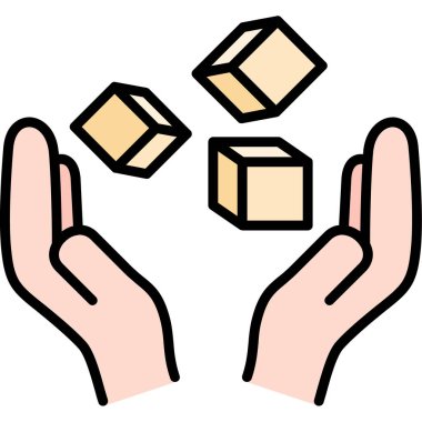 Küp simgesi olan eller, özet biçimi