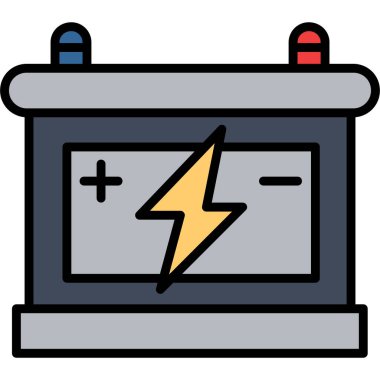 Pil elektrik ikonu. elektrik enerjisi şarj vektör simgesi rengi düz izole