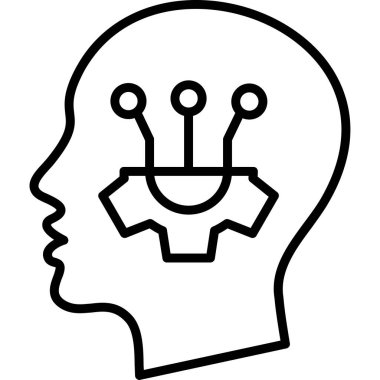 Beyin kafa simgesi ana hatlar biçiminde