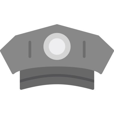 Metal bir miğferin düz simge tasarımı