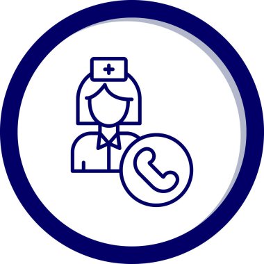 Tıbbi maskeli hemşire, illüstrasyon, vektör, simge, beyaz arka planda izole edilmiş.