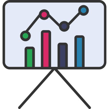  İstatistikler sunum web simgesi, vektör illüstrasyonu