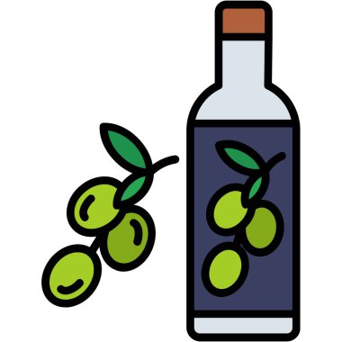 Zeytinyağı ikonu. Beyaz arkaplanda izole edilmiş zeytin yağı vektörü simgesinin düz çizimi