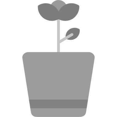 Beyaz arkaplan vektör illüstrasyonunda izole edilmiş çömlekteki bitki