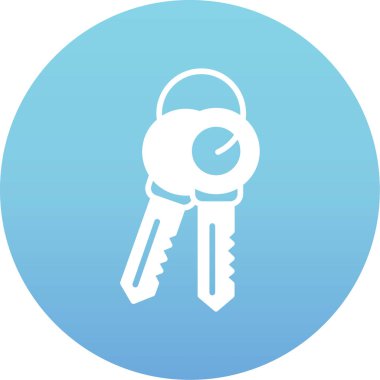 anahtar vektör simgesi. yuvarlak yuvarlak kare düz mavi renkler ve yuvarlak açılar beyaz arkaplan üzerinde.