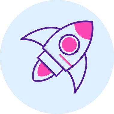 Roket. Web simgesi basit illüstrasyon