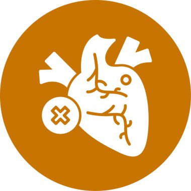 Kalp organı ikonu. iki renkli düz yuvarlak sembol, turuncu ve gri renkler, yuvarlak açılar, beyaz arkaplan.