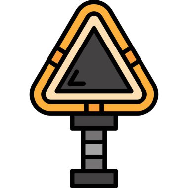 Trafik konisi simgesi renk ana hatları vektörü