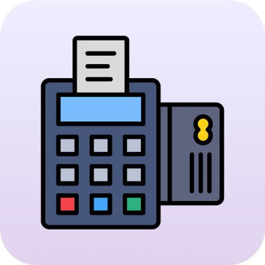 pos terminal renk ikonu vektör illüstrasyonu