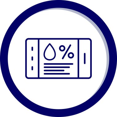 Mavi ve beyaz vektör sembollü su damlası yuvarlanmış simge.