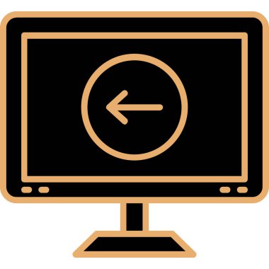 Saat simgesi olan bilgisayar monitörü. Basit resimleme