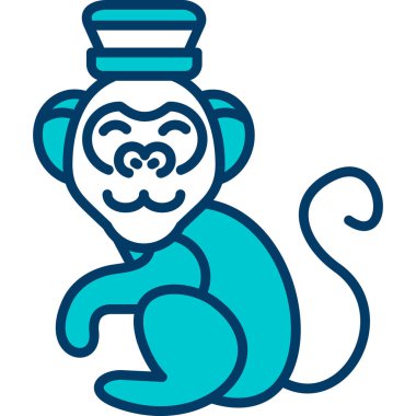 maymun ikonu. Web için maymun vektör simgelerinin özet çizimi