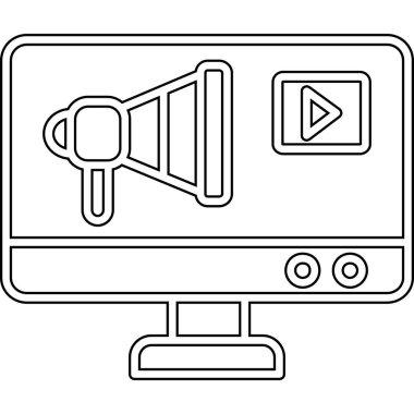 Video kamera simgesi. Beyaz arkaplanda izole edilmiş web tasarımı için video kamera vektör simgesi taslağı