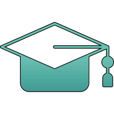 Diploma simgesi içeren mezuniyet şapkası, satır biçimi