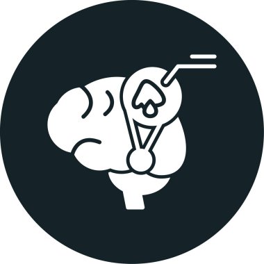 Kafa simgesinde fiş olan beyin. Beynin içinde bir çember olan basit bir çizimi..