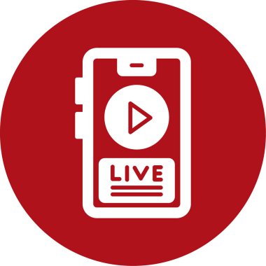 Düz stil izole edilmiş arkaplan vektörü illüstrasyonunda canlı yayın simgesi