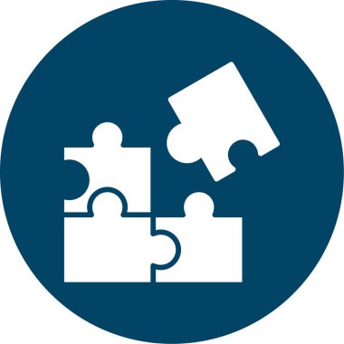 Yapboz simgesi. Bu düz yuvarlak kare düğme kobalt ve cyan renkleri kullanır ve beyaz bir arkaplanda izole edilir.