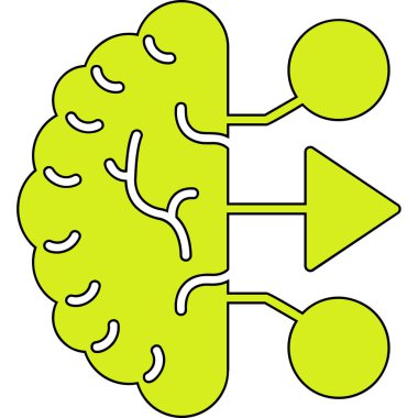 Ok ikonlu beyin. Web için beyin vektör simgesinin basit gösterimi