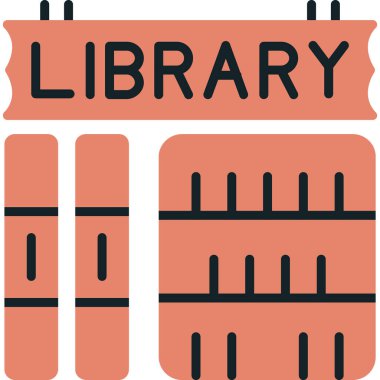 Kütüphane. Web simgesi basit illüstrasyon