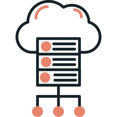 Bulut Hesaplama. Web simgesi basit illüstrasyon