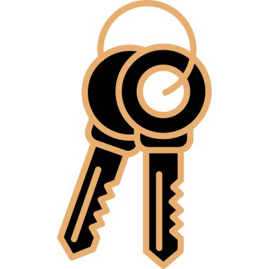 Altın anahtar ikonu. vektör illüstrasyonu