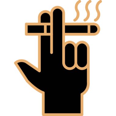 Duman ikonuyla el. vektör illüstrasyonu