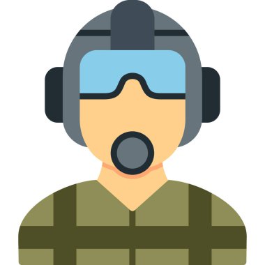 Asker düz simgesi, vektör illüstrasyonu