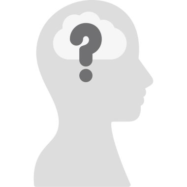 düşünme simgesi, soru işareti sembolü, vektör illüstrasyonu