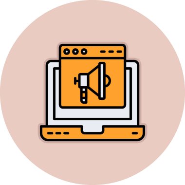 Web simgesi, bilgisayar ekranının vektör illüstrasyonu