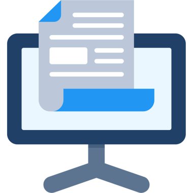 Bilgisayar masaüstü simgesi. Web için basit bilgisayar vektör simgeleri çizimi