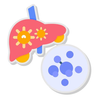 Bakterili insan karaciğeri. Basit düz biçim vektör çizimi.