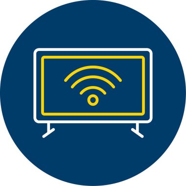 Düz ekran yuvarlak vektör simgesini izle