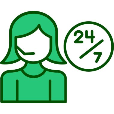 24 saat kadın simgesi, düz tasarım tarzı