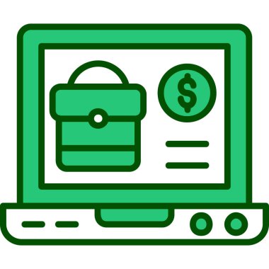 Çevrimiçi bankacılık simgesi renk ana hatları vektörü