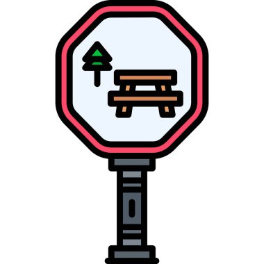 Yol simgesi renk ana hatları vektörü