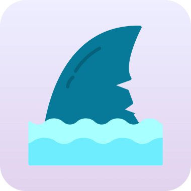 Beyaz arkaplanda izole edilmiş köpekbalığı simgesi ve vektör illüstrasyonu