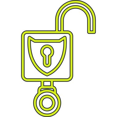 Yeşil ve sarı asma kilidin vektör çizimi