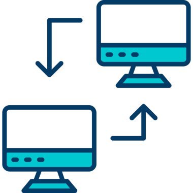 Bilgisayar monitörü simgesi. Web ve mobil için bilgisayar vektör simgelerinin özet çizimi