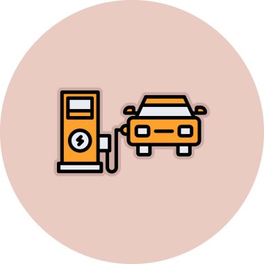 elektrik dolgu ve pil ikonu vektör tasarımı