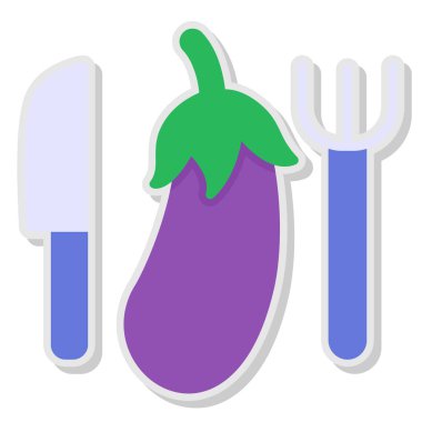 Patlıcan simgesi. Vektör çizim