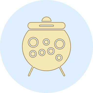 Çizgi film pişirme kabı simgesinin vektör çizimi