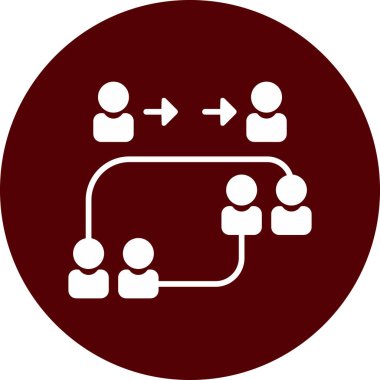 hiyerarşi simgesi. Kabartma biçimi düz semboller, kırmızı renk, yuvarlak açılar, beyaz arkaplan