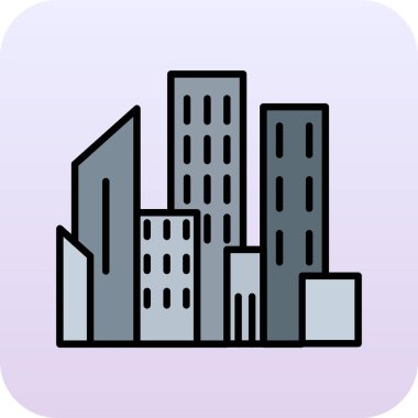 Şehir binaları simgesi, vektör illüstrasyonu