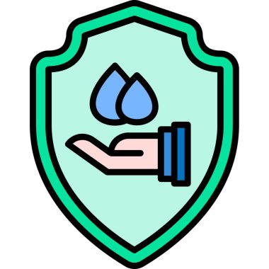 Koruma su damlası ikonu. outline koruması damla vektör simgesi rengi düz izole