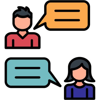 Sohbet iletişim simgesi renk ana hatları vektörü