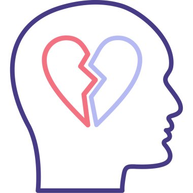 kırık kalp simge vektör çizim