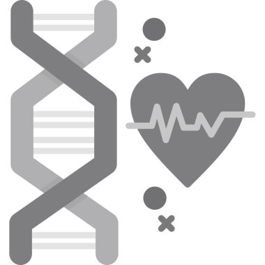 DNA ve molekül simgesi, özet tek renk biçimi