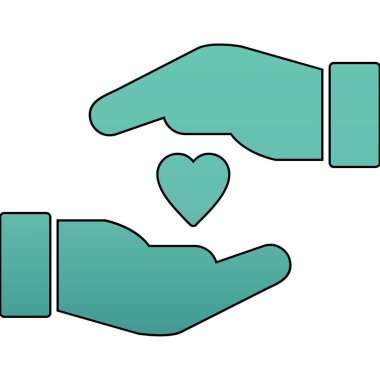 Kalp şekli simgesi olan el, basit biçim