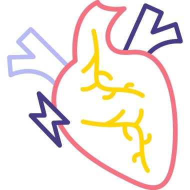 Yıldırım ikonlu kalp, vektör illüstrasyonu