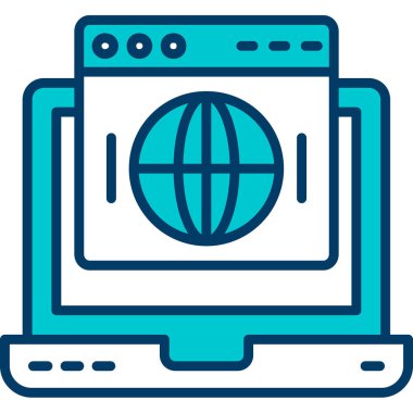 Küresel vektör illüstrasyon tasarımı ile bilgisayar monitörü